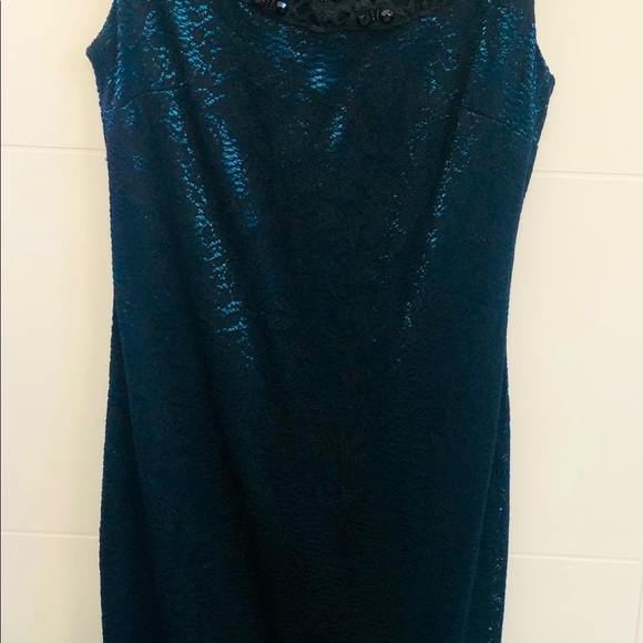 Frank Lyman Black & Teal Beaded Cocktail dress - Picture 5 of 5